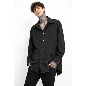 MSRP $85 ✨ WL+ Zeroly Punk Grunge Button-Down Shirt – Black | Size XL✨QUICK SHIP